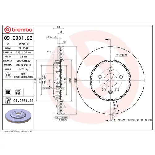 Brzdový kotúč BREMBO 09.C981.23