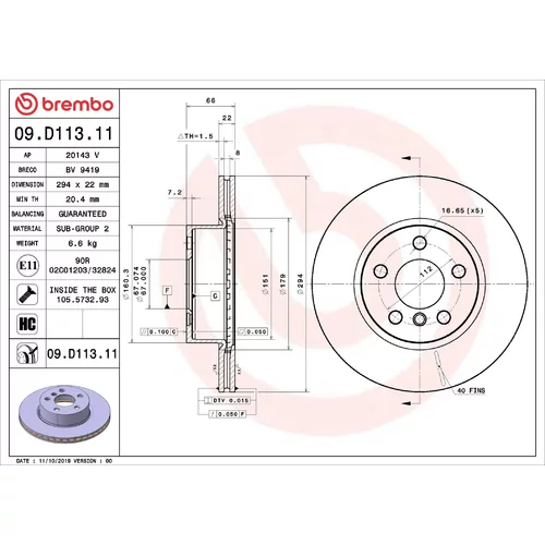 Brzdový kotúč BREMBO 09.D113.11