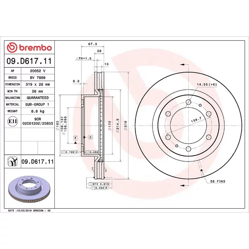 Brzdový kotúč BREMBO 09.D617.11