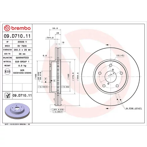 Brzdový kotúč BREMBO 09.D710.11