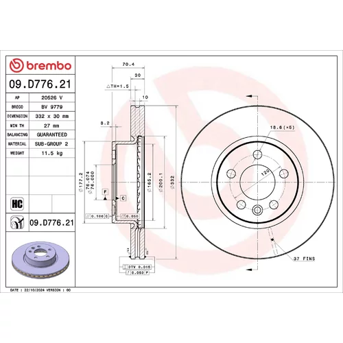 Brzdový kotúč BREMBO 09.D776.21