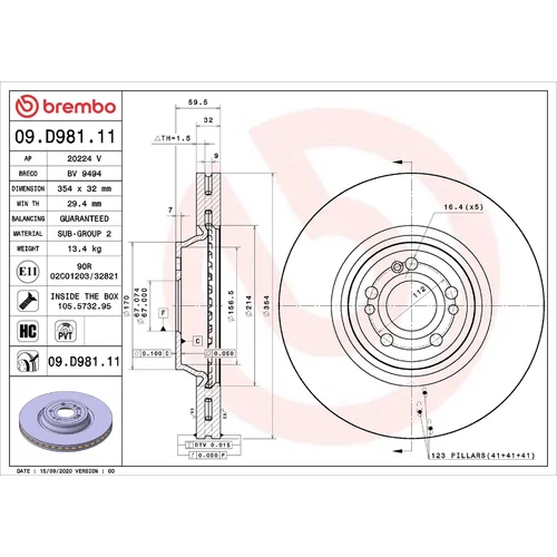 Brzdový kotúč BREMBO 09.D981.11