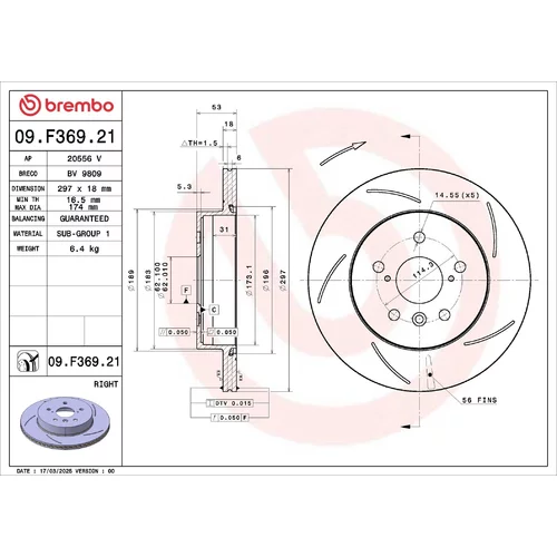 Brzdový kotúč BREMBO 09.F369.21