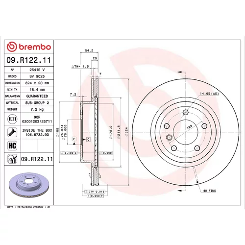 Brzdový kotúč BREMBO 09.R122.11