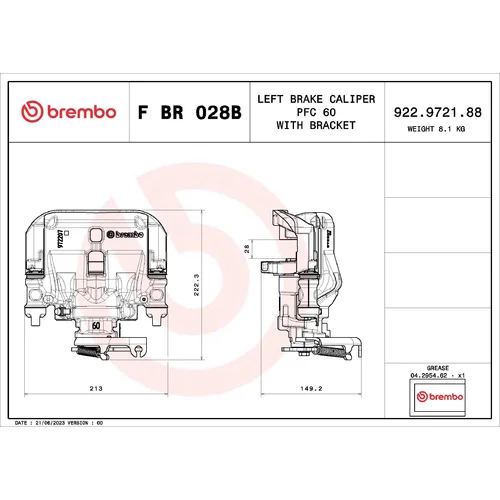 Brzdový strmeň F BR 028B /BREMBO/ - obr. 1