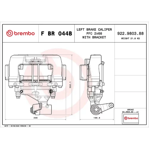 Brzdový strmeň F BR 044B /BREMBO/ - obr. 1