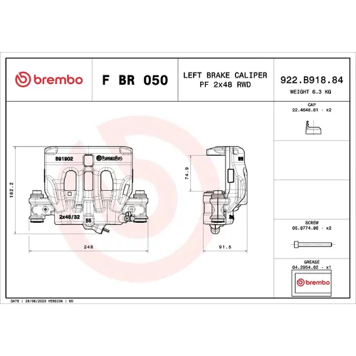 Brzdový strmeň F BR 050 /BREMBO/ - obr. 1