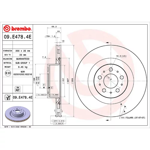 Sada bŕzd, Kotúčová brzda KT 08 003 /BREMBO/ - obr. 1