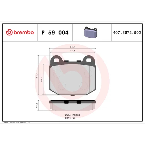 Sada brzdových platničiek kotúčovej brzdy P 59 004 /BREMBO/