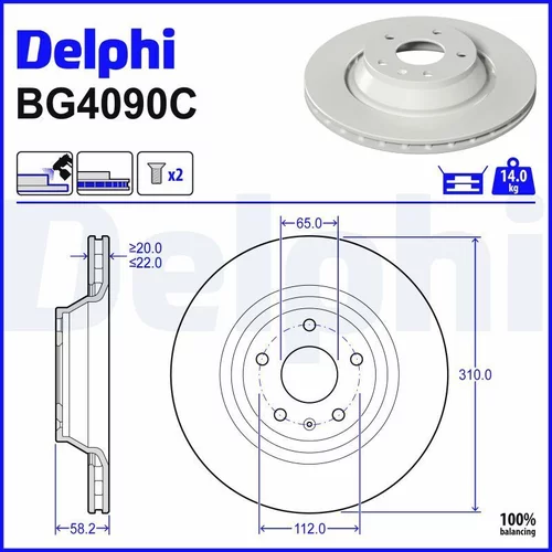 Brzdový kotúč DELPHI BG4090C