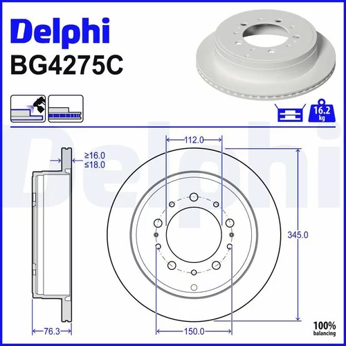 Brzdový kotúč DELPHI BG4275C