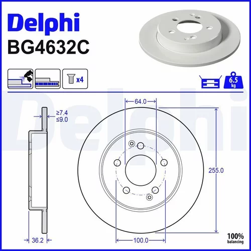Brzdový kotúč BG4632C /DELPHI/
