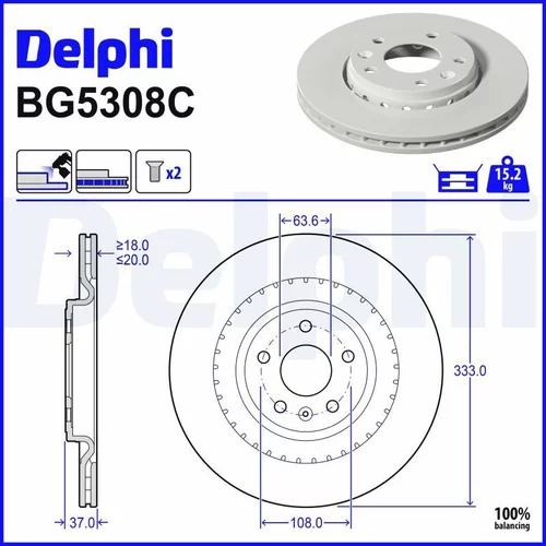 Brzdový kotúč DELPHI BG5308C