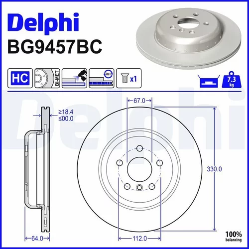 Brzdový kotúč DELPHI BG9457BC