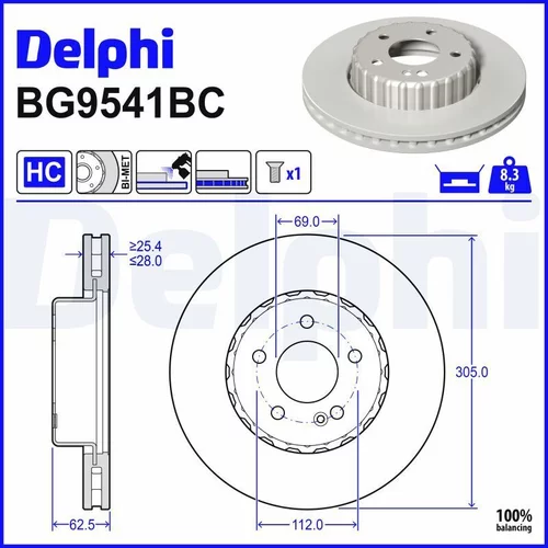 Brzdový kotúč DELPHI BG9541BC