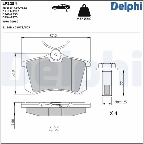 Sada brzdových platničiek kotúčovej brzdy LP2254 /DELPHI/ - obr. 1
