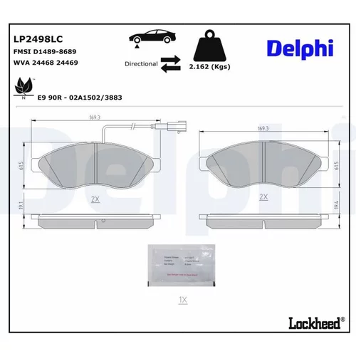 Sada brzdových platničiek kotúčovej brzdy DELPHI LP2498LC