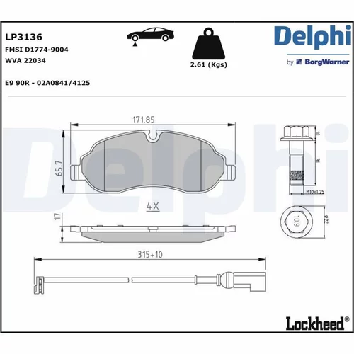 Sada brzdových platničiek kotúčovej brzdy LP3136 /DELPHI/ - obr. 1