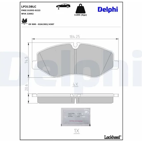 Sada brzdových platničiek kotúčovej brzdy DELPHI LP3138LC