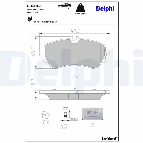Sada brzdových platničiek kotúčovej brzdy DELPHI LP3367LC