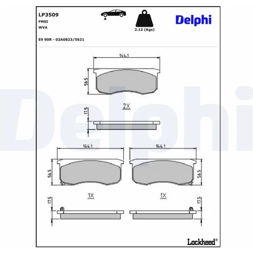Sada brzdových platničiek kotúčovej brzdy DELPHI LP3509