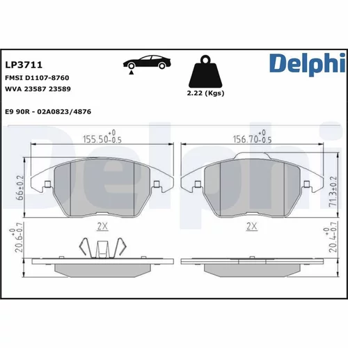Sada brzdových platničiek kotúčovej brzdy LP3711 /DELPHI/ - obr. 1