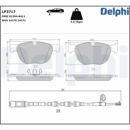 Sada brzdových platničiek kotúčovej brzdy LP3717 /DELPHI/ - obr. 1
