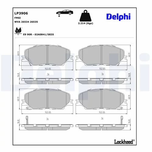 Sada brzdových platničiek kotúčovej brzdy DELPHI LP3906