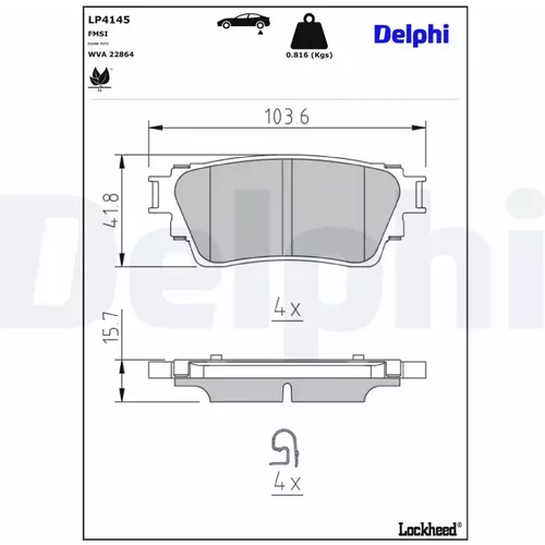 Sada brzdových platničiek kotúčovej brzdy DELPHI LP4145