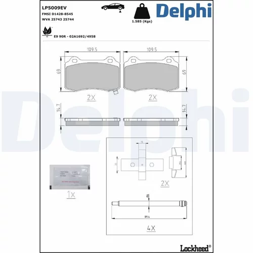 Sada brzdových platničiek kotúčovej brzdy LP5009EV /DELPHI/ - obr. 1