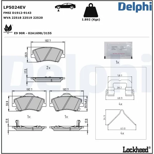 Sada brzdových platničiek kotúčovej brzdy LP5024EV /DELPHI/ - obr. 1