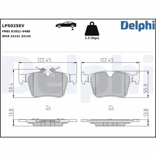 Sada brzdových platničiek kotúčovej brzdy LP5025EV /DELPHI/ - obr. 1