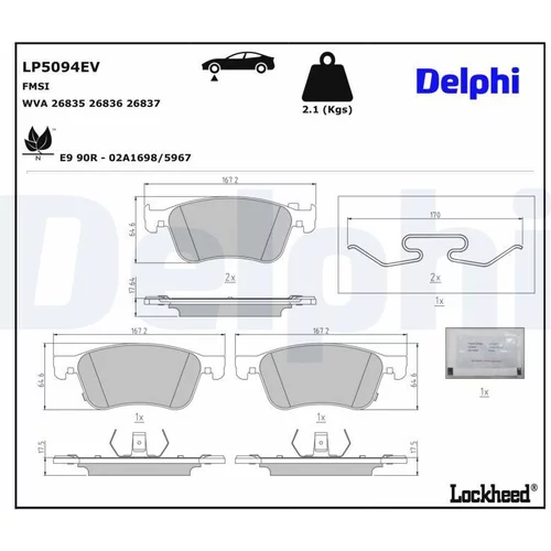 Sada brzdových platničiek kotúčovej brzdy DELPHI LP5094EV