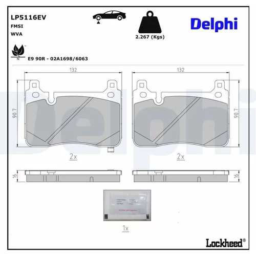 Sada brzdových platničiek kotúčovej brzdy DELPHI LP5116EV
