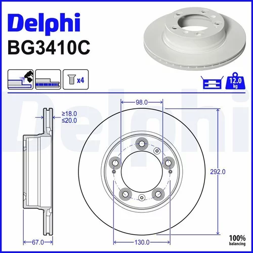 Brzdový kotúč DELPHI BG3410C