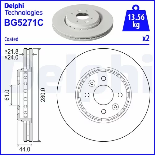 Brzdový kotúč DELPHI BG5271C