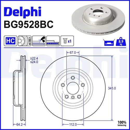 Brzdový kotúč DELPHI BG9528BC