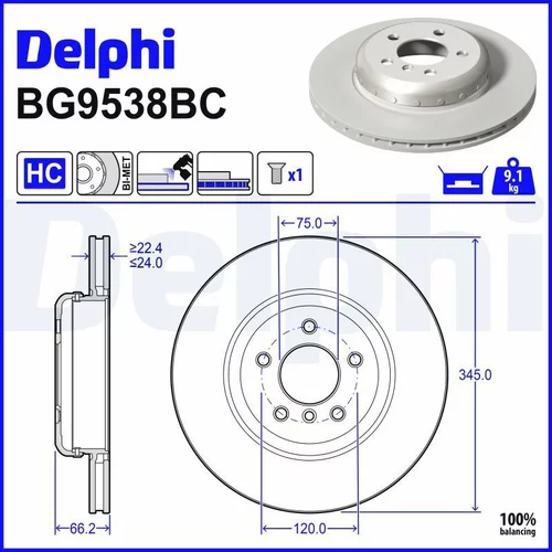 Brzdový kotúč DELPHI BG9583BC