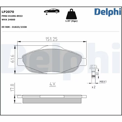 Sada brzdových platničiek kotúčovej brzdy LP2070 /DELPHI/ - obr. 1