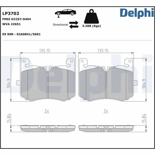 Sada brzdových platničiek kotúčovej brzdy LP3702 /DELPHI/ - obr. 1