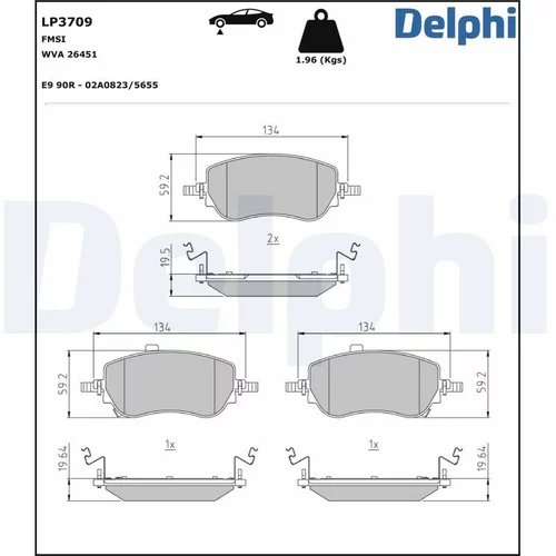Sada brzdových platničiek kotúčovej brzdy LP3709 /DELPHI/ - obr. 1