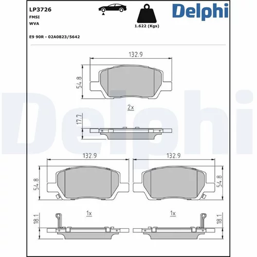 Sada brzdových platničiek kotúčovej brzdy LP3726 /DELPHI/ - obr. 1