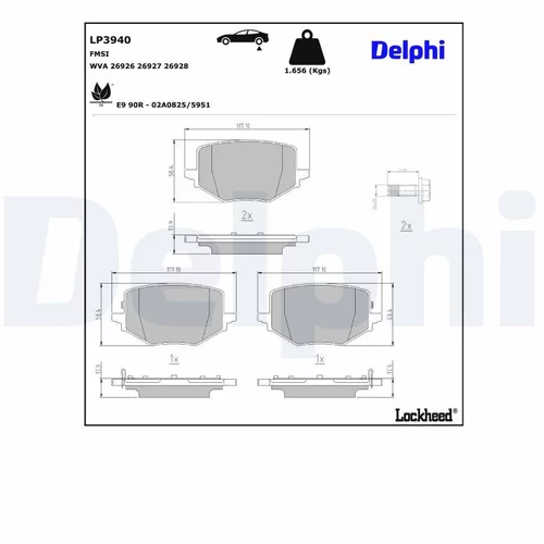 Sada brzdových platničiek kotúčovej brzdy DELPHI LP3940
