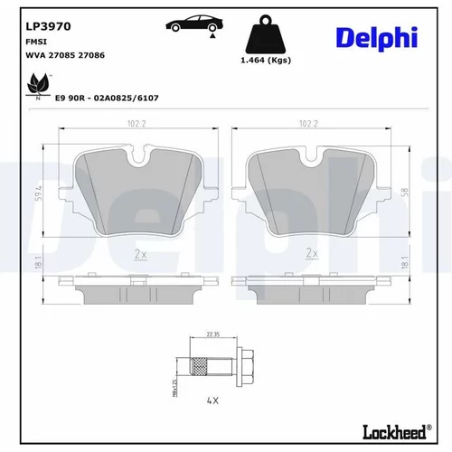 Sada brzdových platničiek kotúčovej brzdy DELPHI LP3970