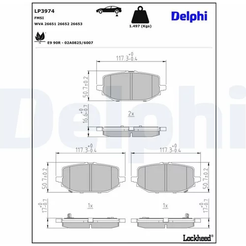Sada brzdových platničiek kotúčovej brzdy DELPHI LP3974