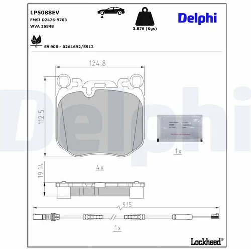 Sada brzdových platničiek kotúčovej brzdy DELPHI LP5088EV