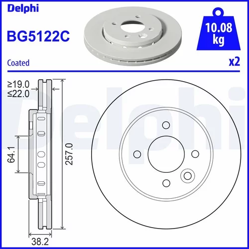 Brzdový kotúč DELPHI BG5122C