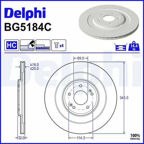Brzdový kotúč DELPHI BG5184C