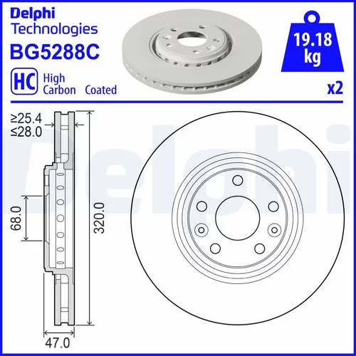 Brzdový kotúč DELPHI BG5288C