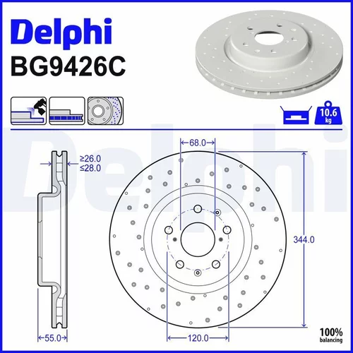 Brzdový kotúč DELPHI BG9426C